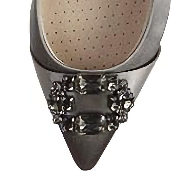 NEW LifeStride Satin Tonal Jewels Detail Cocktail Pump Shoes Pewter, Sz 7.5 M - Picture 1 of 14